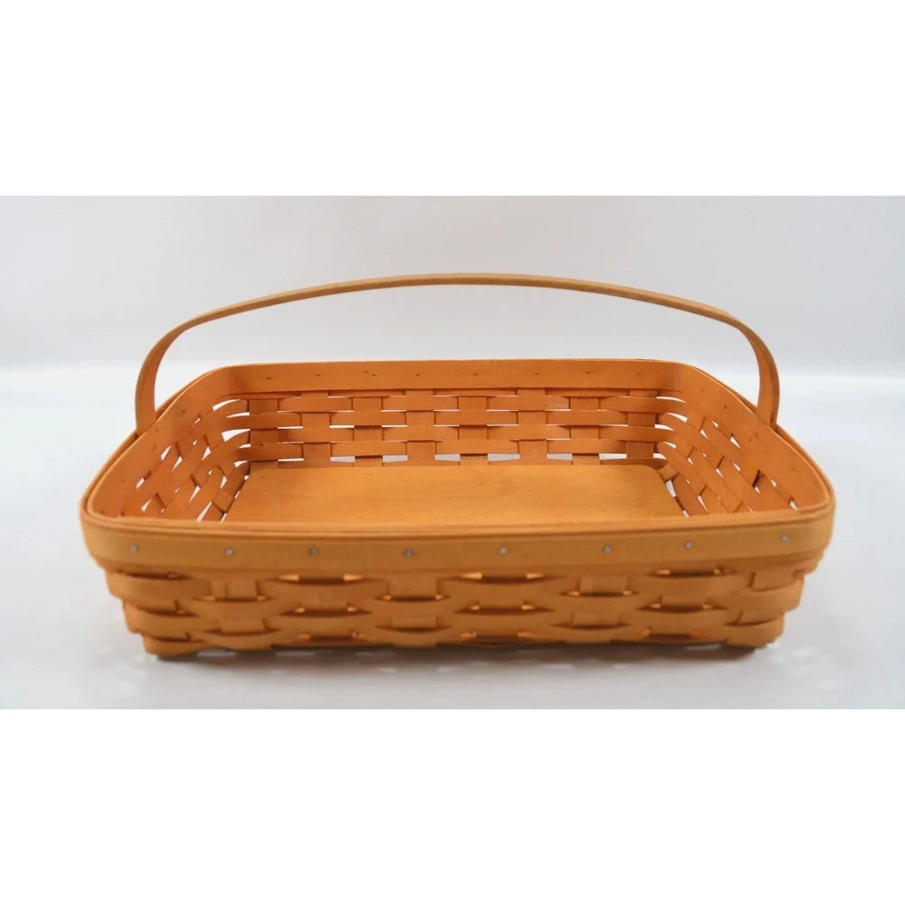 LONGABERGER 2002 Classic Back Porch Basket w/ 2 Protectors & Cloth Liner 13x9.5